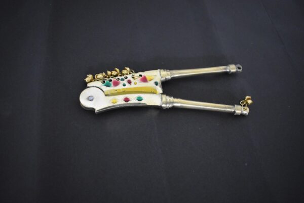 Nut cutter with stones studded in Brass 5inch long